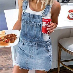 Highway Jeans Denim Skirtalls Overall Skirt Womens sz Small Light Wash New